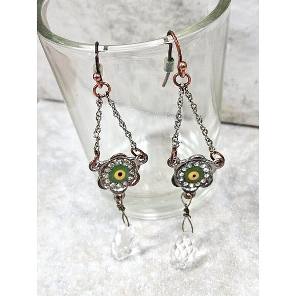 Green Evil Eye Dangle Earrings Drop Earring Jewel Trinket Jewelry Gifr for Her - Picture 5 of 10
